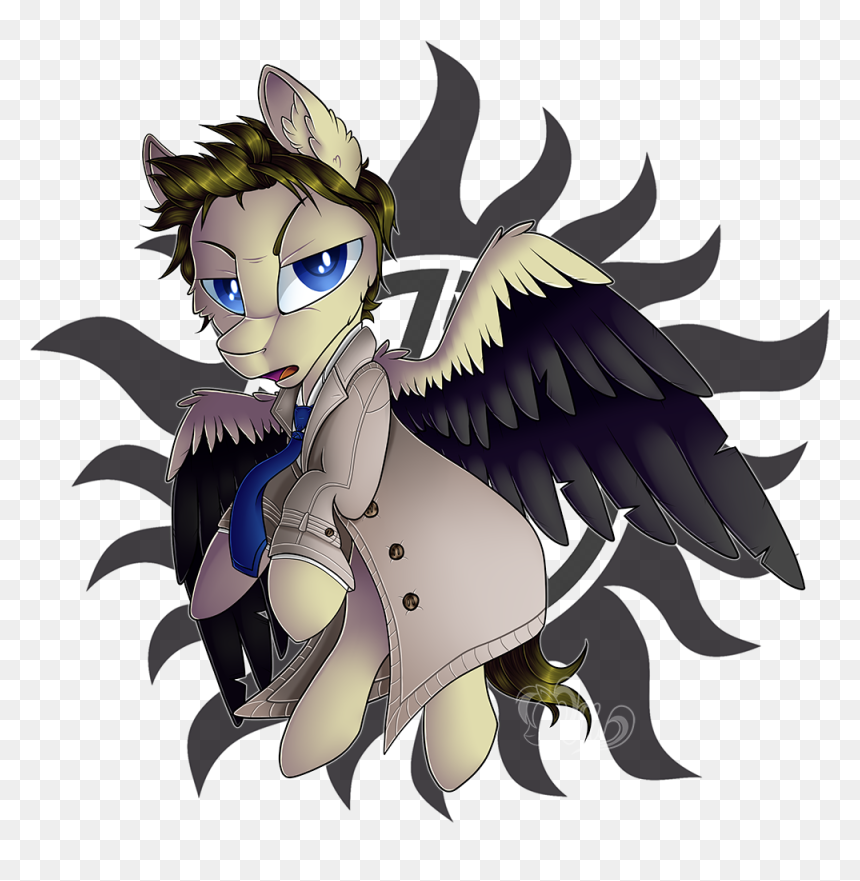 Mychelle, Castiel, Clothes, Colored Wings, Male, Multicolored - Supernatural Tattoo Anti Possession Color, HD Png Download - supernatural symbol png