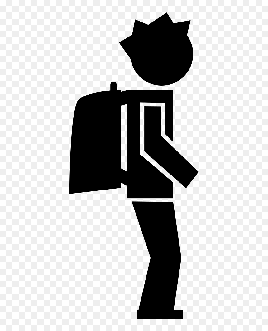 Student With Backpack From Side View - Student Walking Logo, HD Png Download - backpack icon png