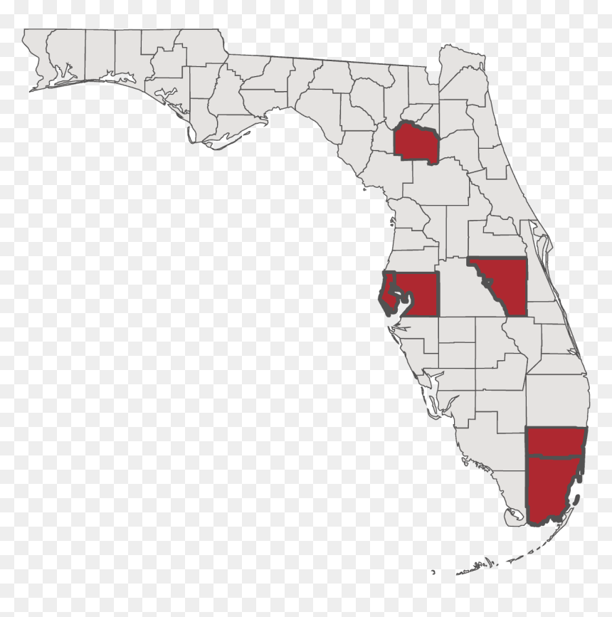 Map, HD Png Download - florida map outline png