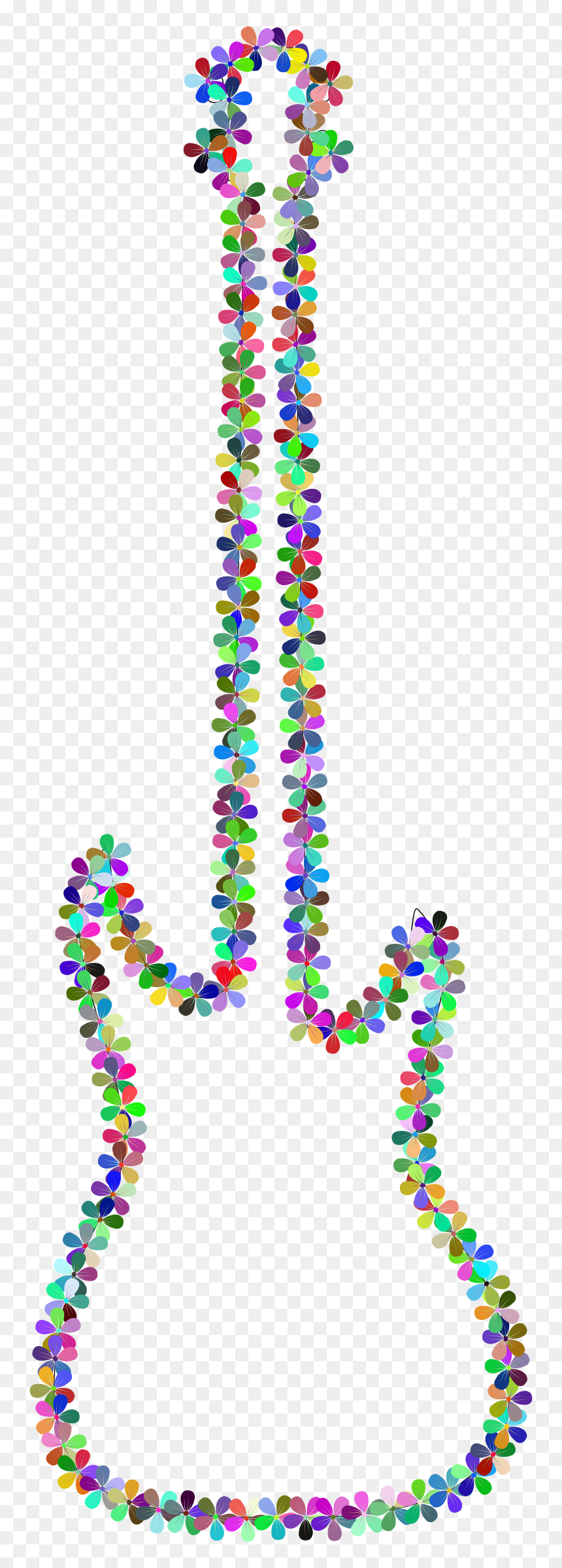 Prismatic Floral Guitar Outline Clip Arts - Portable Network Graphics, HD Png Download - guitar outline png