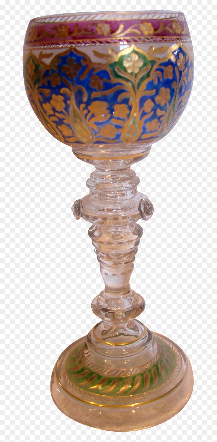 Bohemian Czech Heckert Art Glass Wine Goblet 7 3/8” - Antique, HD Png Download - goblet png