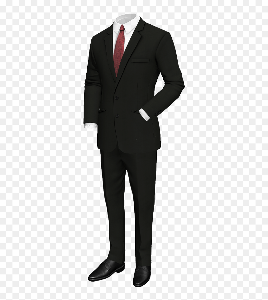 Black Wool Suit - Black Suit Red Pocket Square, HD Png Download - black suit png