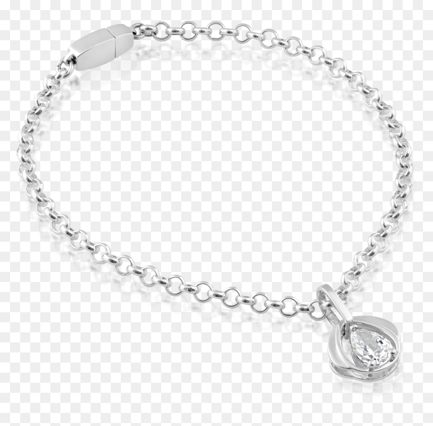 Sterling Silver Chain Bracelet With Blossom Pendant - Bracelet, HD Png Download - silver chain png
