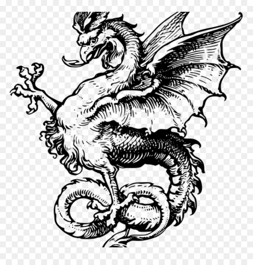 Dragon Clipart Black And White 22604 Chinese Dragon - Medieval Dragon Png Transparent, Png Download - dragon clipart png