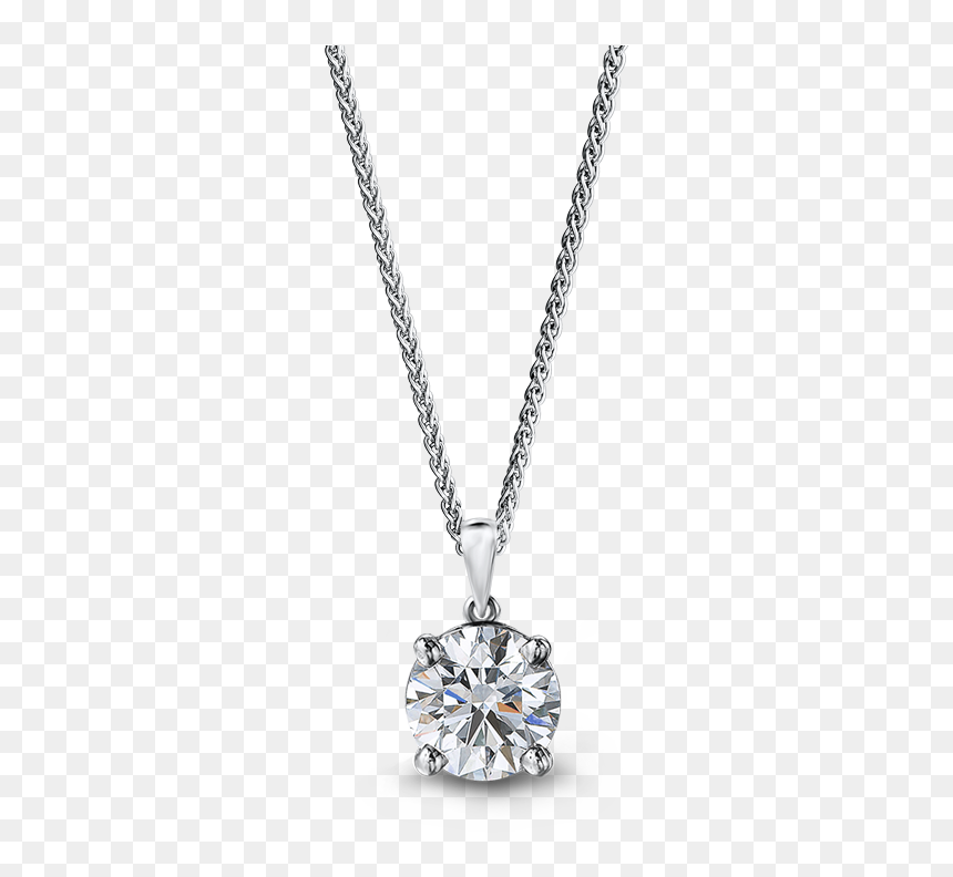 Round Brilliant Solitaire Pendant - 2 Carat Bezel Set Diamond Necklace, HD Png Download - pendant png