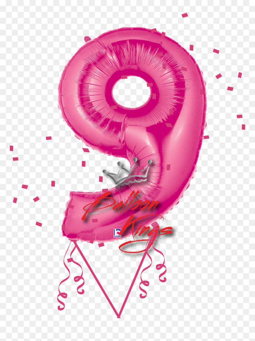 Pink Number 9 Balloon , Png Download - Number 9 Red Balloon, Transparent Png - pink balloon png