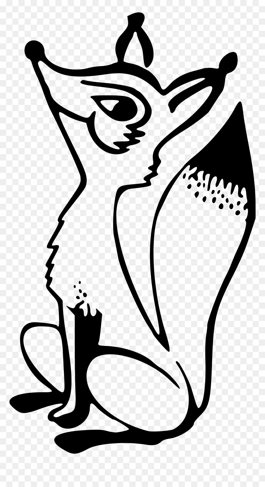 Black And White Fox Clip Art, HD Png Download - fox clipart png