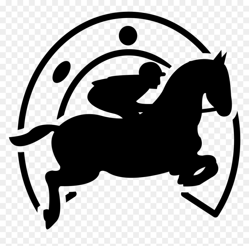 Jumping Horse With Jockey In Front Of A Horseshoe - Horse Shoe Racing Clip Art, HD Png Download - horse shoe png