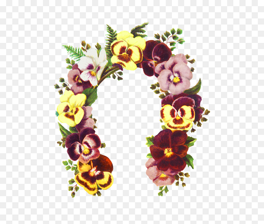 Flowers Shaped As A Horse Shoe - Floral Horse Border, HD Png Download - horse shoe png