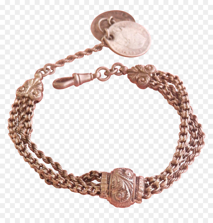 Lovely Antique Continental Silver Ornate Watch Chain/bracelet - Bracelet, HD Png Download - silver chain png