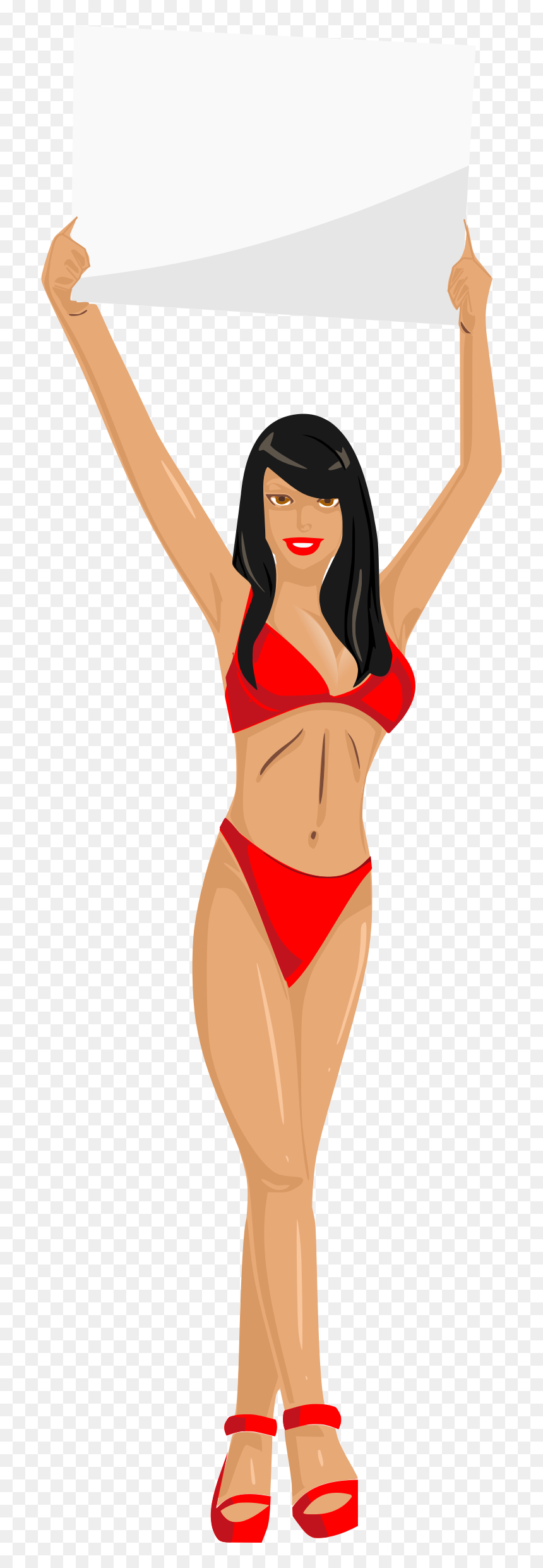 Girl With Sign Clip Arts - Light Skin, HD Png Download - bikini girl png