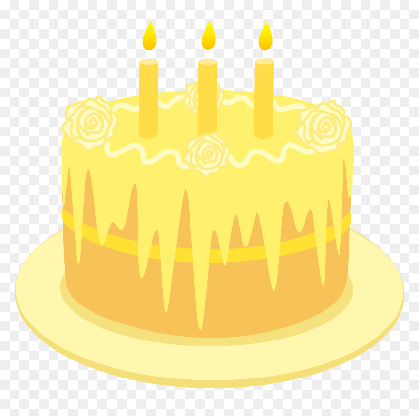 Lemon Birthday Cake With Candles - Yellow Birthday Cake Png, Transparent Png - cake clipart png