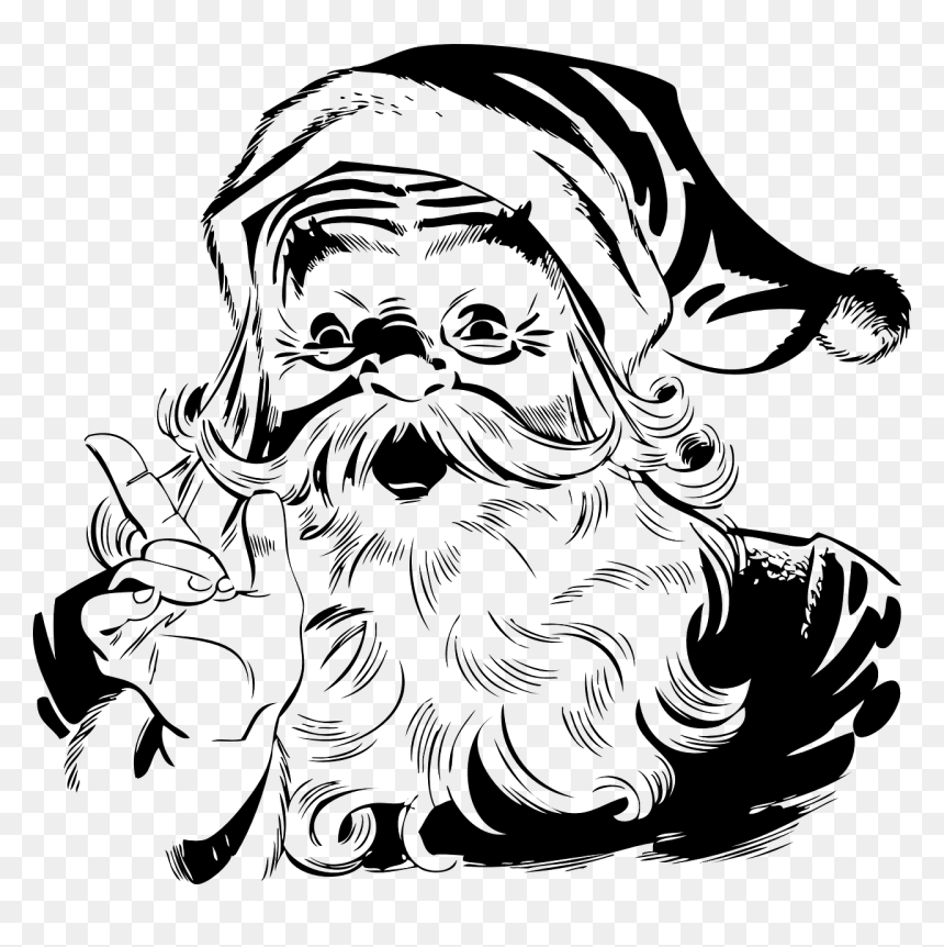 Black And White Santa Claus, HD Png Download - santa clause png