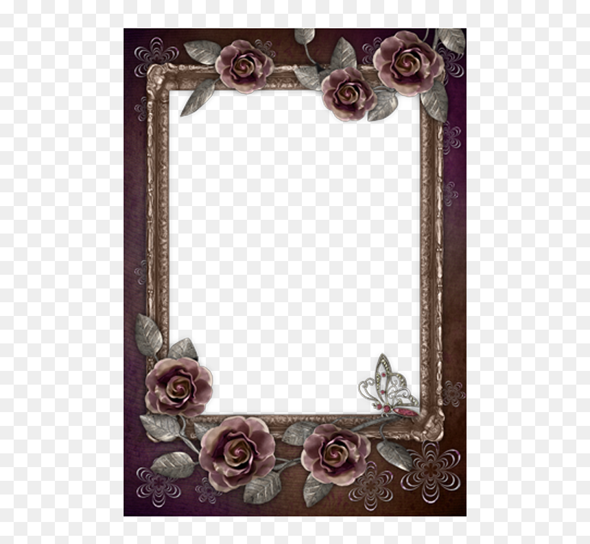 Rose Frame Flower Black Film Free Png Hq - Frame Clipart Portrait Borders, Transparent Png - rose frame png
