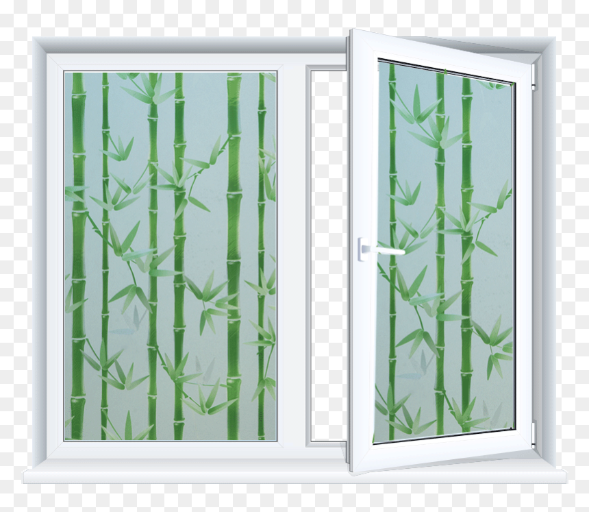 Window Glass Design Bamboo Leaves, HD Png Download - glass window png