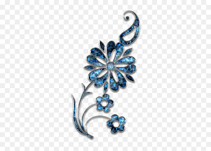 Jewelry Flower Png, Transparent Png - blue ornament png