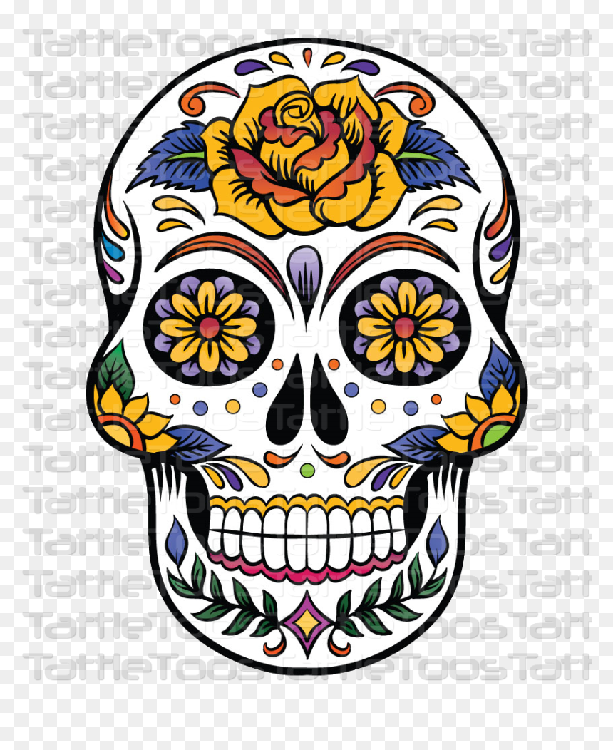 Day Of The Dead Skull Examples, HD Png Download - dia de los muertos skull png