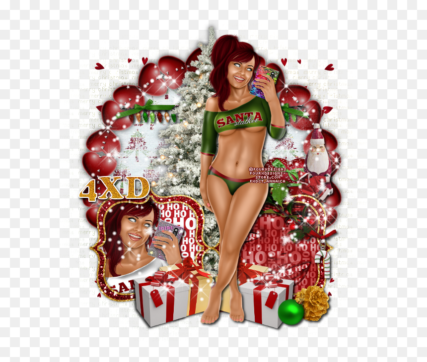 Snow Covered Christmas Tree, HD Png Download - sexy santa png