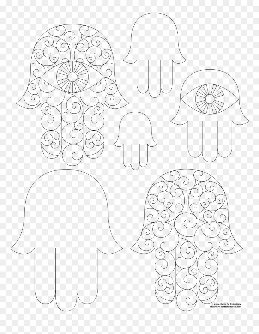 Line Art, HD Png Download - hamsa png