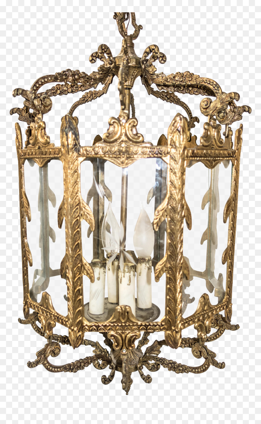 1920s French Brass Hanging Light Center Hall Lantern, HD Png Download - hanging light png