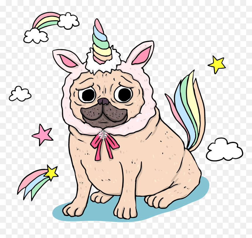 Dog Unicorn Sticker Planeta De Libros México For Ios - Pug Unicorn Clip Art, HD Png Download - annoying dog png