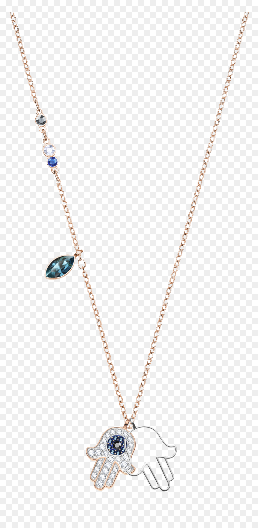 Duo Hamsa Hand Pendant, Multi-colored, Mixed Plating - Swarovski Hamsa Hand Necklace, HD Png Download - hamsa png
