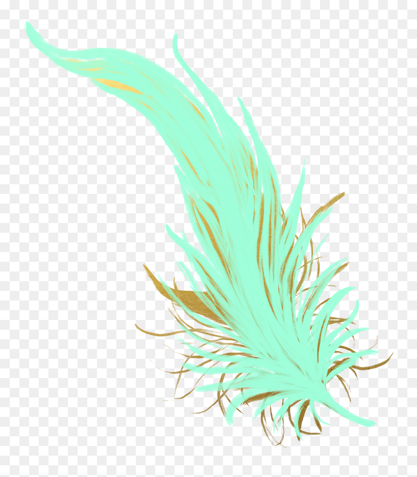 Feathers Feather Pastel Golden Gold Teal Mintgreen - Pastel Feather Png, Transparent Png - gold feather png