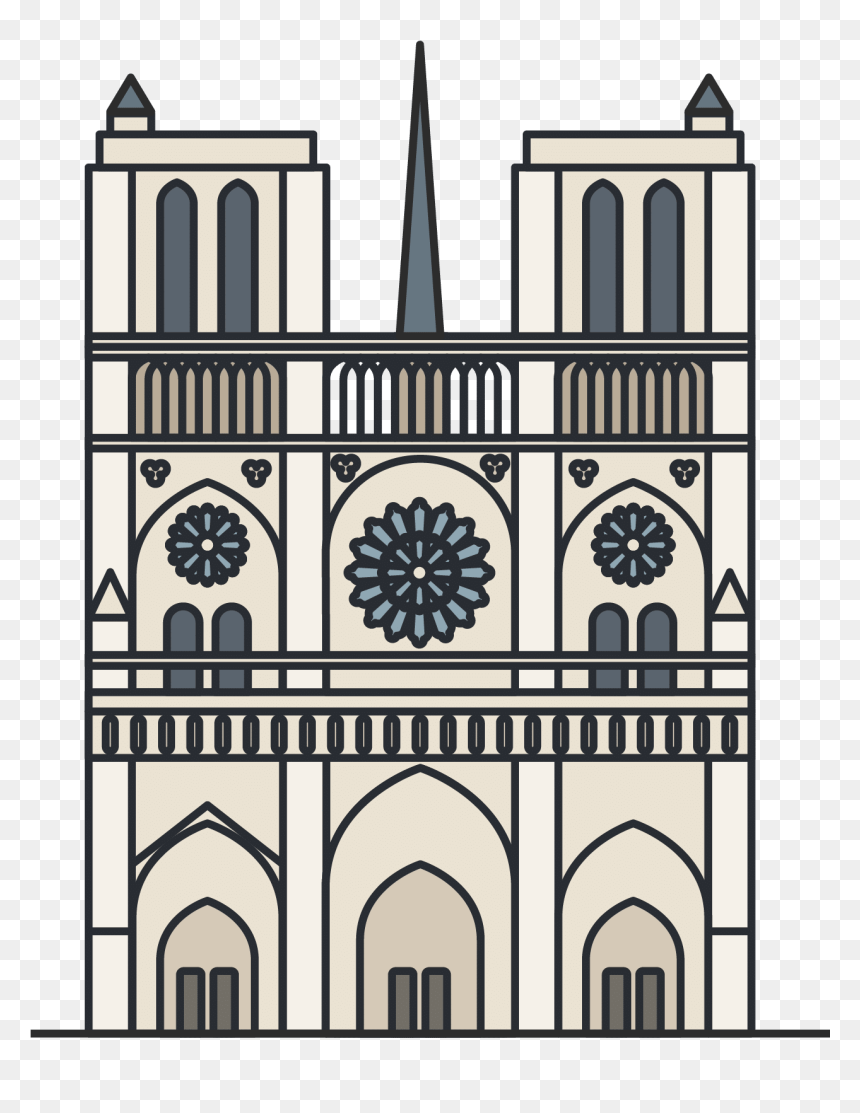 Transparent Gothic Arch Clipart - Notre Dame De Paris Cartoon, HD Png Download - notre dame png