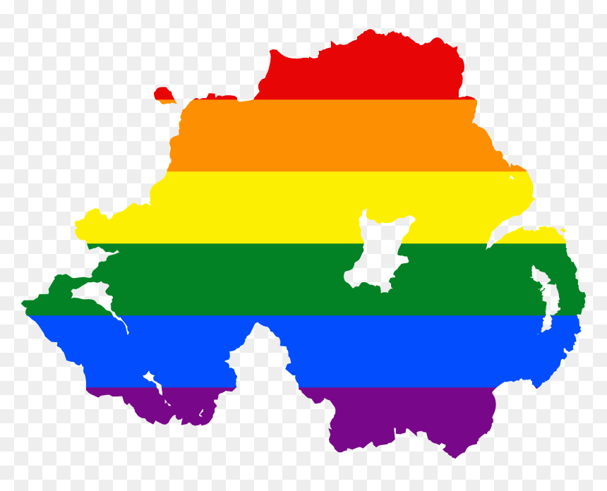 Lgbt Flag Map Of Northern Ireland - Northern Ireland Unionist Vs Nationalist, HD Png Download - ireland flag png