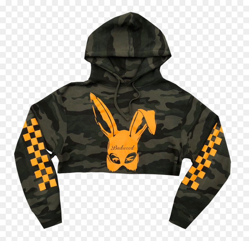 Bad Bunny Cropped Hoodie In Camo - Hoodie, HD Png Download - bad bunny png