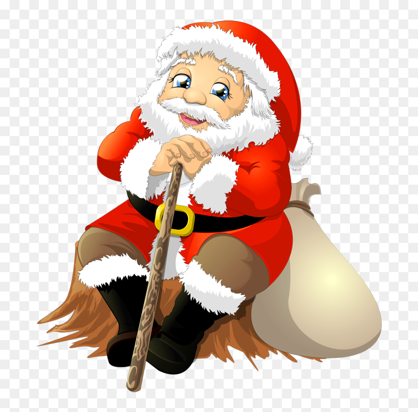 Santa With Bag Png Clipart - Happy Christmas Stickers For Whatsapp, Transparent Png - santa clause png
