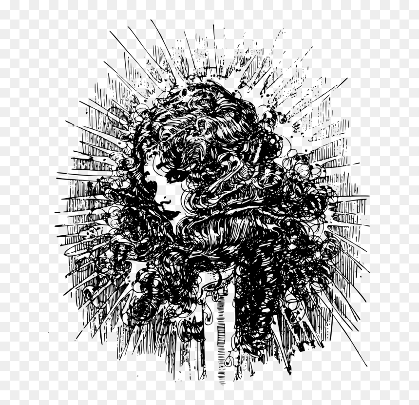 Transparent Tree Sketch Png - Sketsa Wajah Wanita Berambut Keriting, Png Download - tree sketch png
