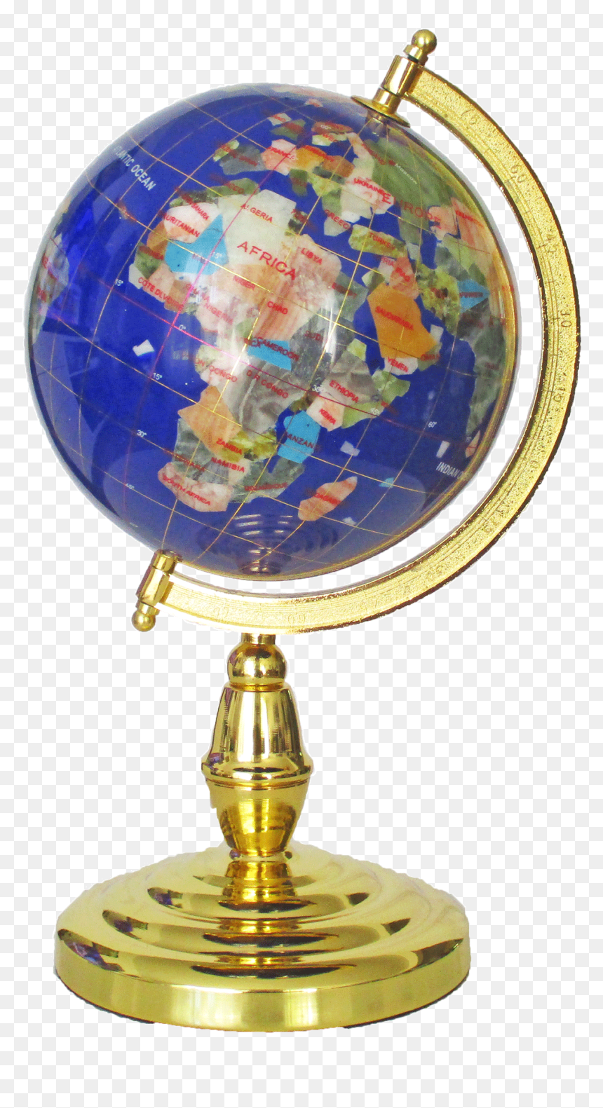 Gemstone Globe Tabletop 15cm Blue Lapis Single Leg - Gemstone Globe, HD Png Download - gold globe png