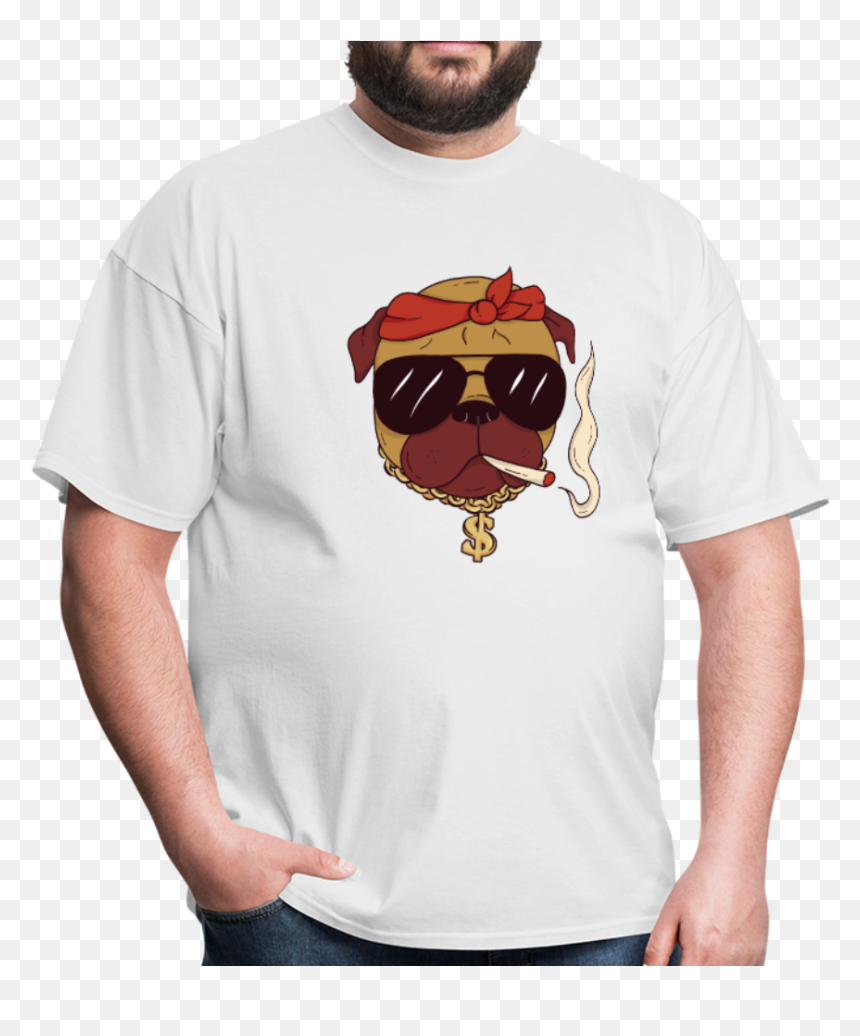 Pug Gangster Boss With Joint And Sunglasses - T-shirt, HD Png Download - gangster glasses png