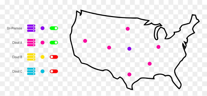 On-premise And Cloud A Data Storage - United States Country Outline, HD Png Download - united states silhouette png