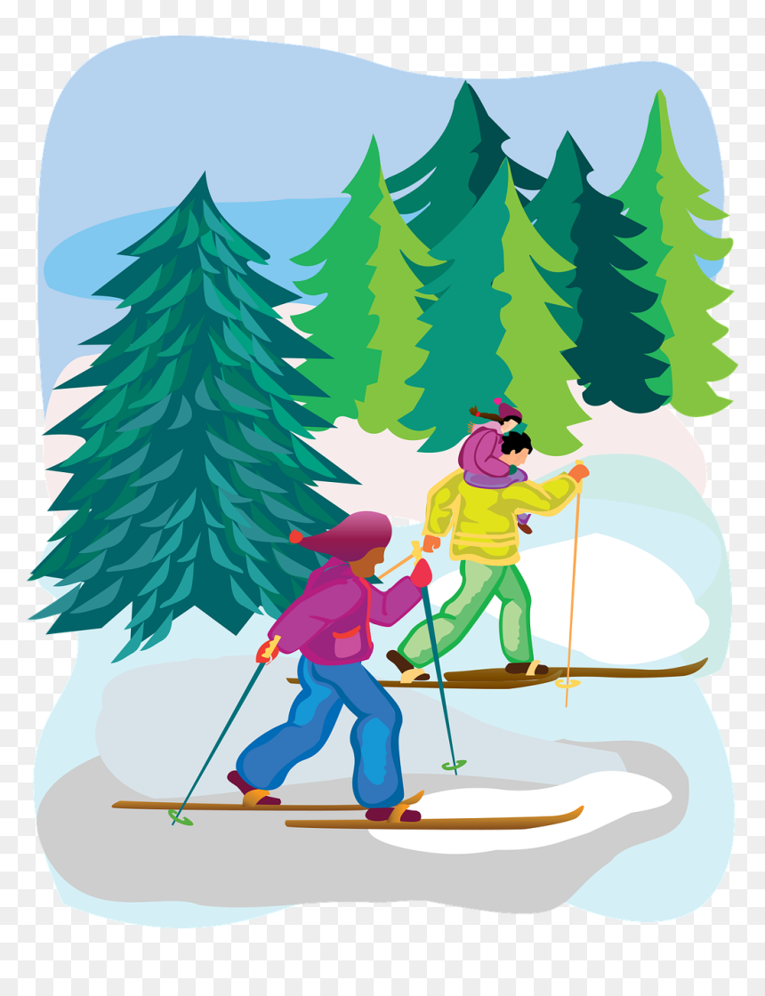 Cross Country Skiing Graphic, HD Png Download - tree sketch png