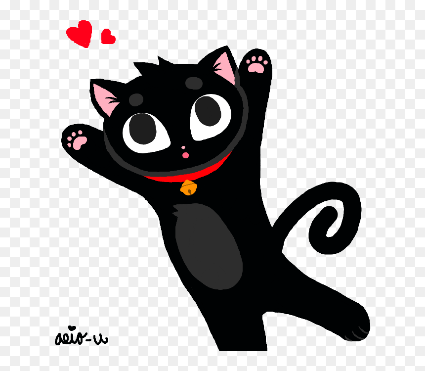 Jumping Black Cat - Domestic Short-haired Cat, HD Png Download - jumping cat png