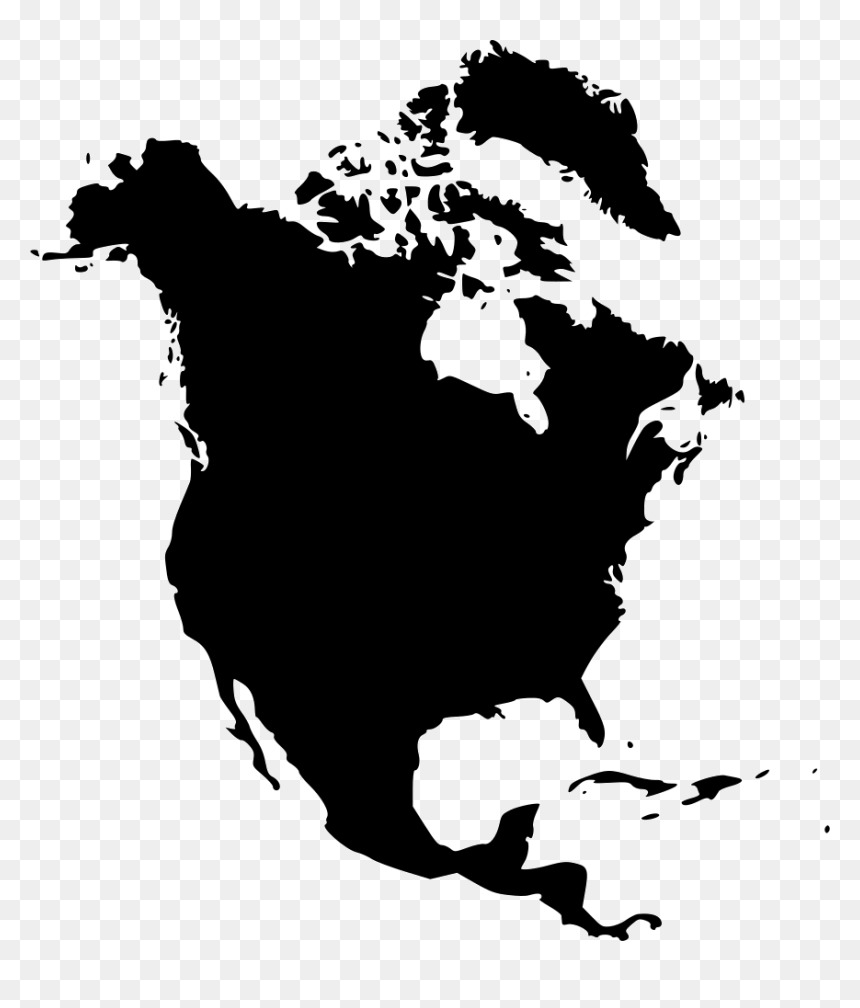 United States Canada Haiti Earth Geography Of North - North America Black And White, HD Png Download - united states silhouette png