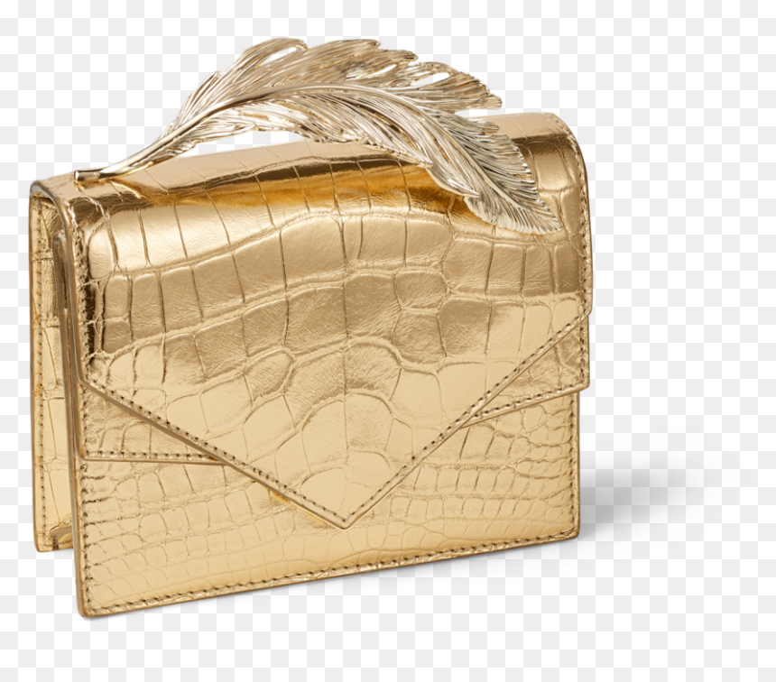 Metallic Gold Alligator Alina Clutch"data Src="//cdn - Handbag, HD Png Download - gold feather png