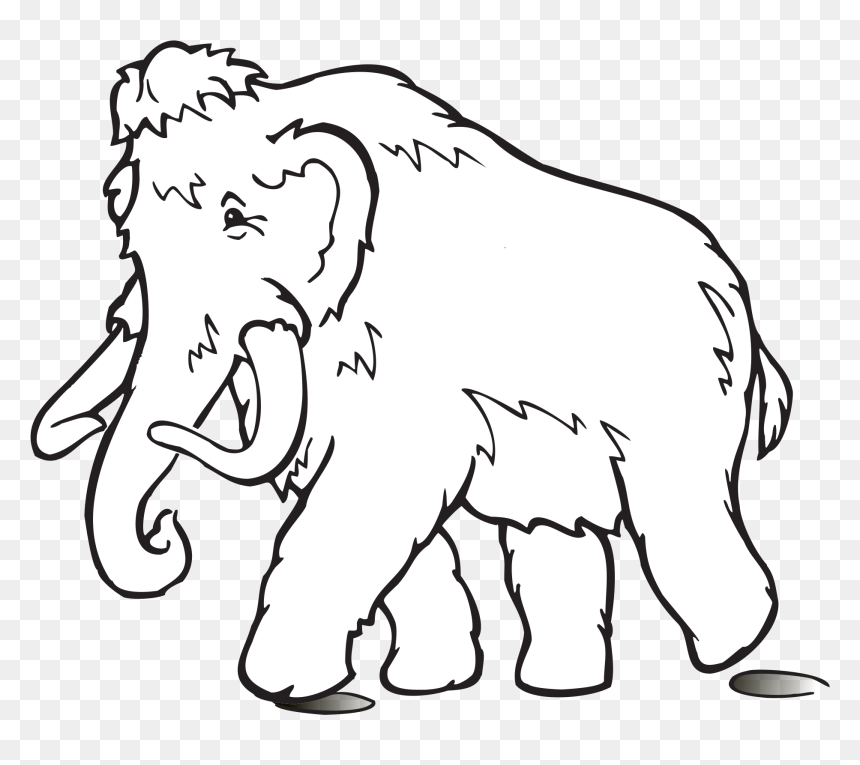 Animals Colouring African Elephant Woolly Mammoth Colouring - Woolly Mammoth Black And White, HD Png Download - mammoth png