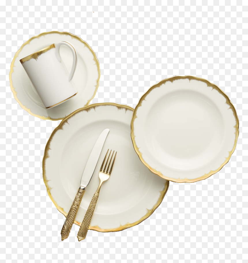 Chelsea Feather Gold 4pc Place Setting - Saucer, HD Png Download - gold feather png