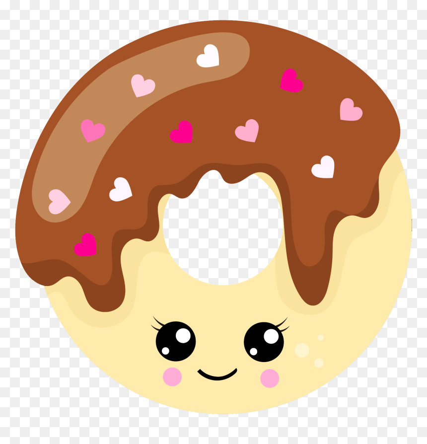 Chocolate Heart Doughnut Kawaii - Donuts Kawaii, HD Png Download - kawaii faces png