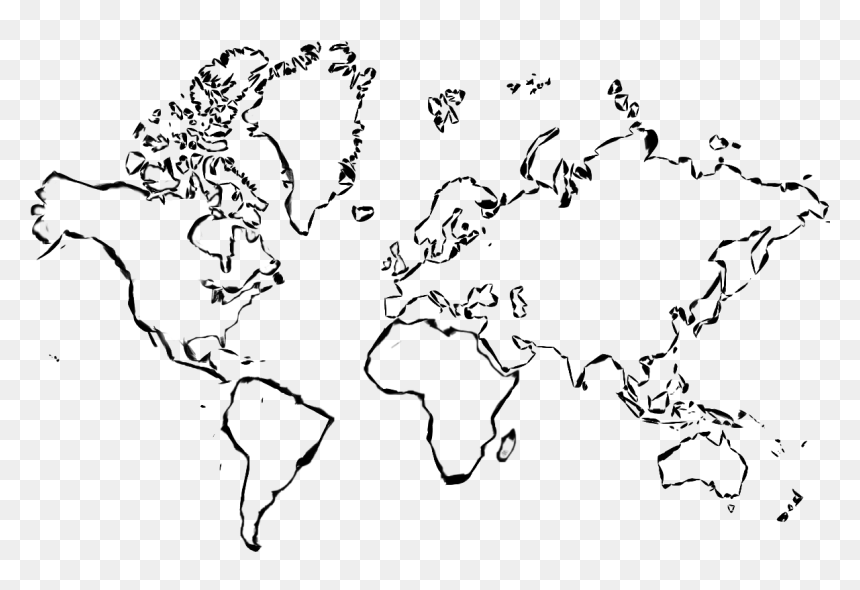 Drawing, HD Png Download - world map outline png