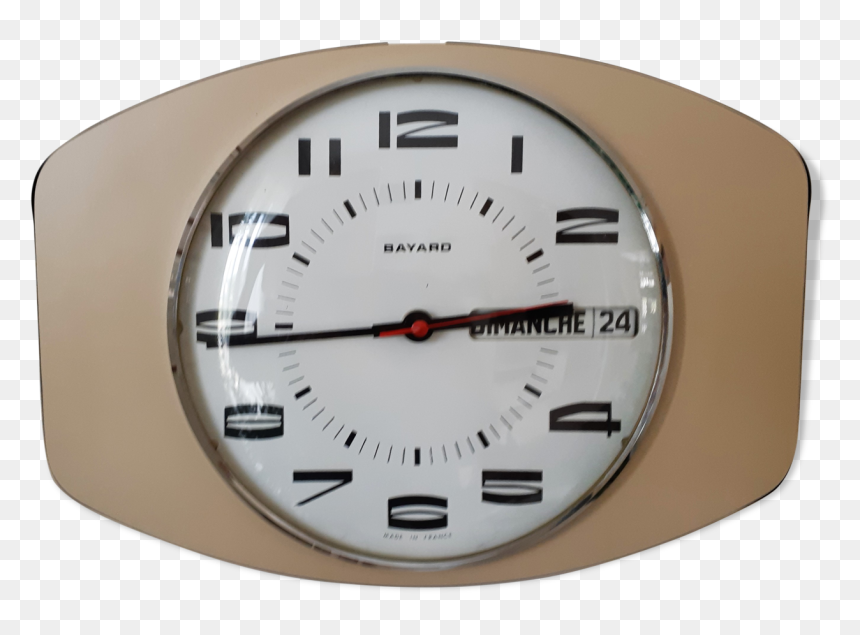 Beige Formica Vintage Clock With Date - Wall Clock, HD Png Download - vintage clock png