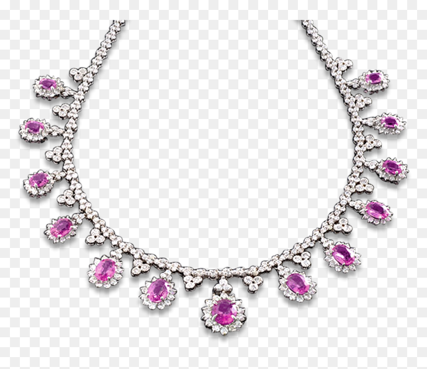 Pink Sapphire And Diamond Necklace 24 60 Carats Jewelry - Cogwheel Logo, HD Png Download - diamond necklace png