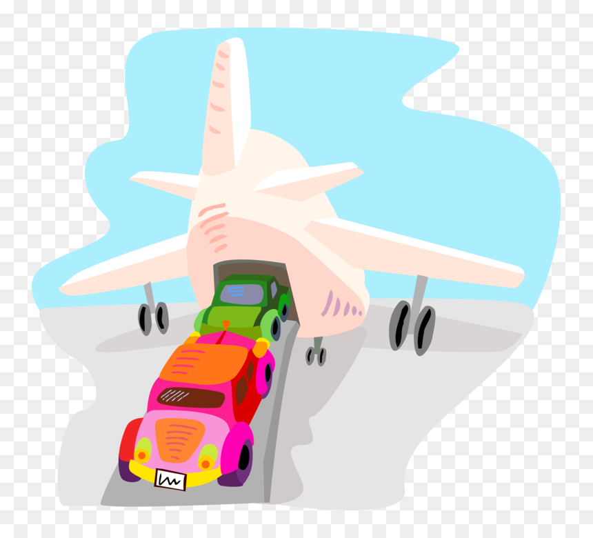 Vector Illustration Of Air Cargo Loaded Onto Jet Airplane - Airplane, HD Png Download - airplane vector png