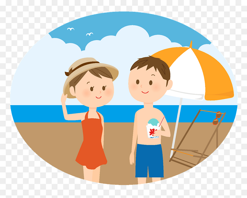 Couple Dating Beach Clipart - Cartoon, HD Png Download - beach clipart png