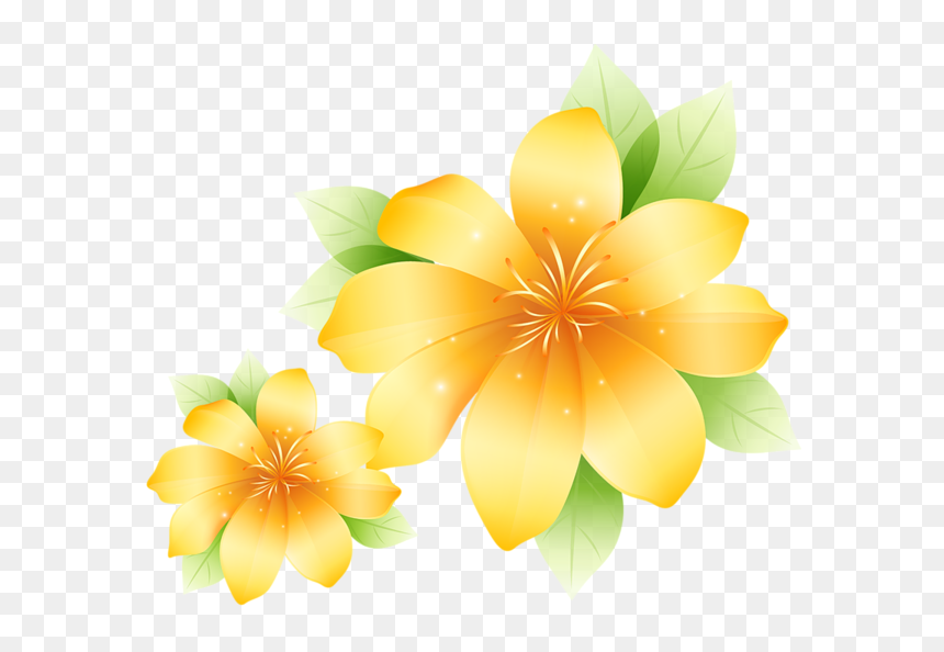 Clipart Clock Flower - Yellow Flowers Clipart, HD Png Download - flowers clipart png