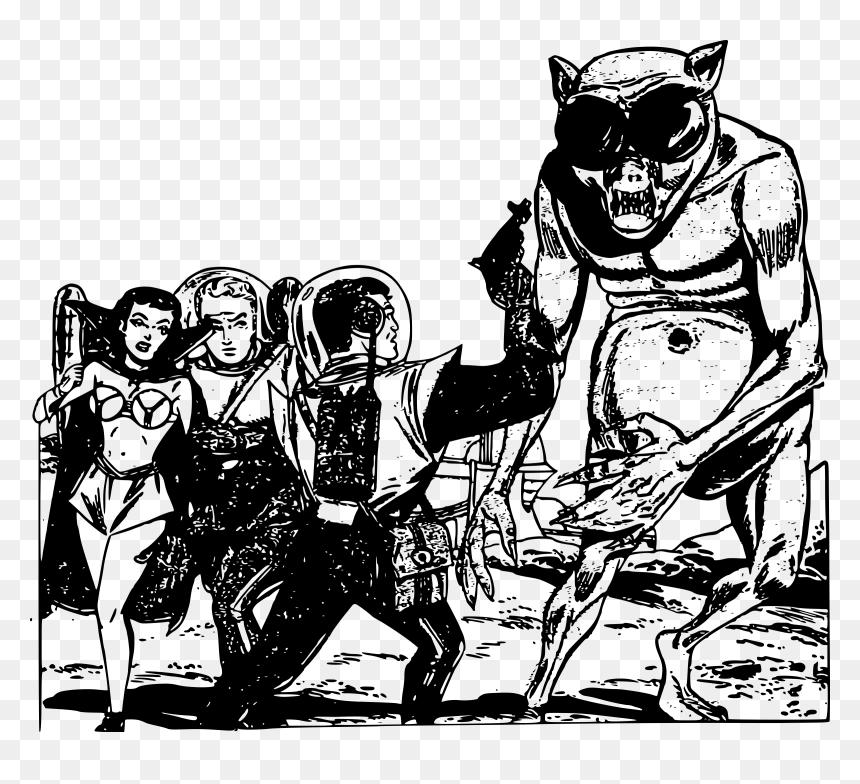Scifi Monster Clip Arts - Sci Fi Pulp Art Public Domain, HD Png Download - sci fi png