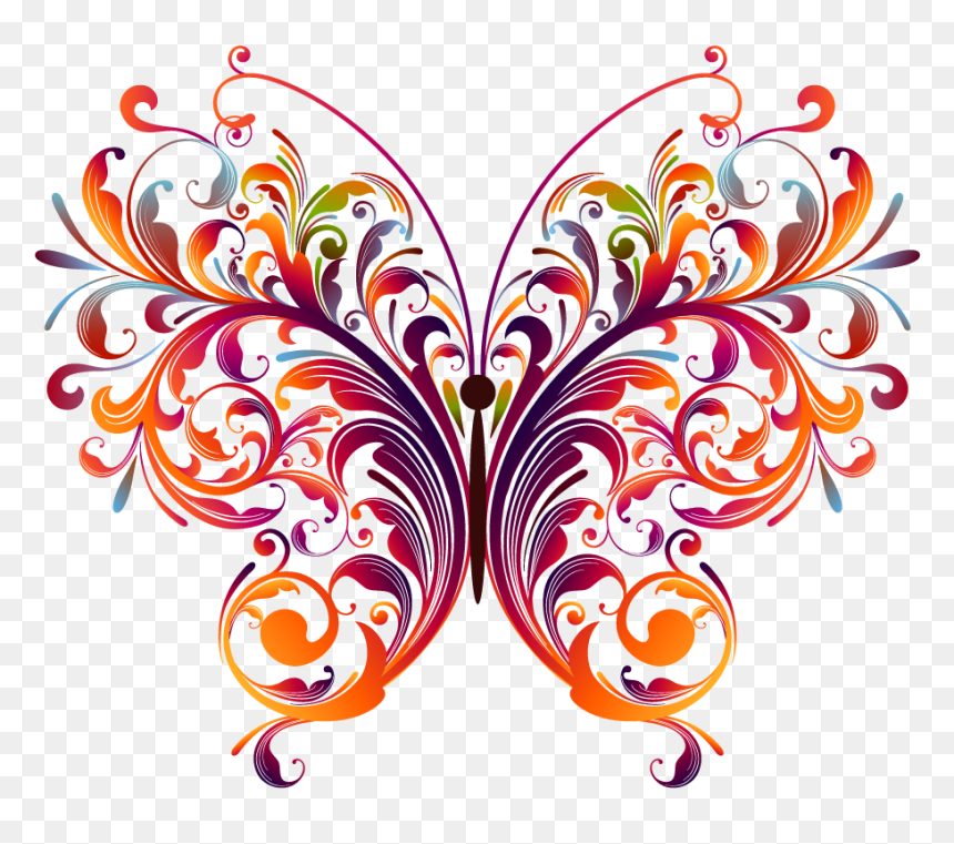 Free Butterfly Vector Graphics - Creative Drawing Of Butterfly, HD Png Download - butterfly vector png